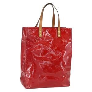 LOUIS VUITTON Monogram Vernis Reade MM Hand Bag Red Rouge M91086 LV Auth 159938